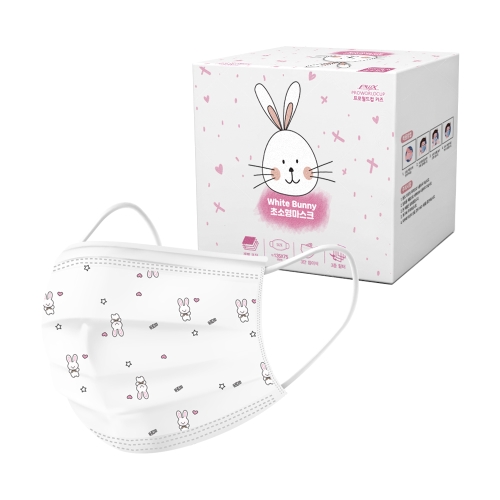 PWX키즈주니어 토끼 초소형 화이트마스크 | 화이트 100매