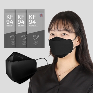PWX KF94 3D입체형 중형마스크 | 블랙 50매